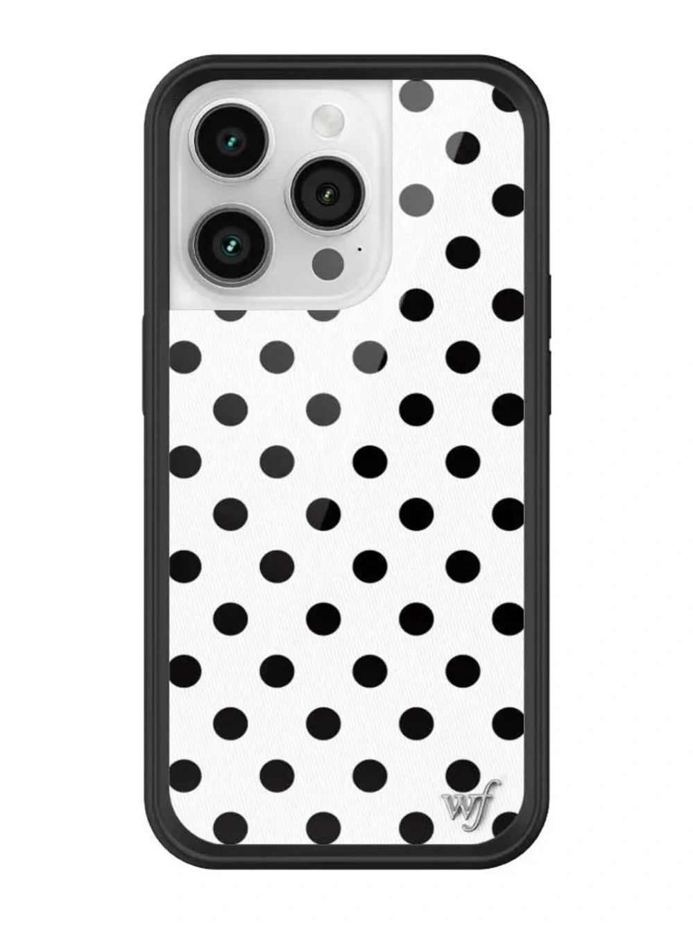 iphone 14 pro wildflower white & black polka dot case